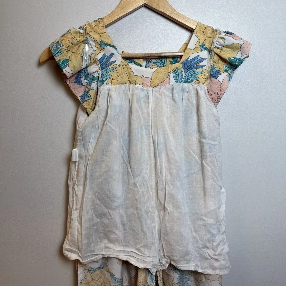Hayden Girls Floral Wide Leg Jumpsuit Ruffle Sleeve Boho Size S